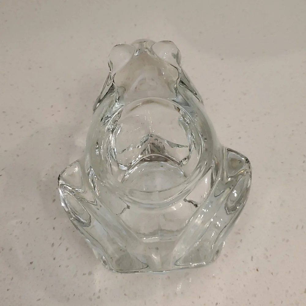 Indiana Glass Clear Glass Frog Candle Holder  Vintage